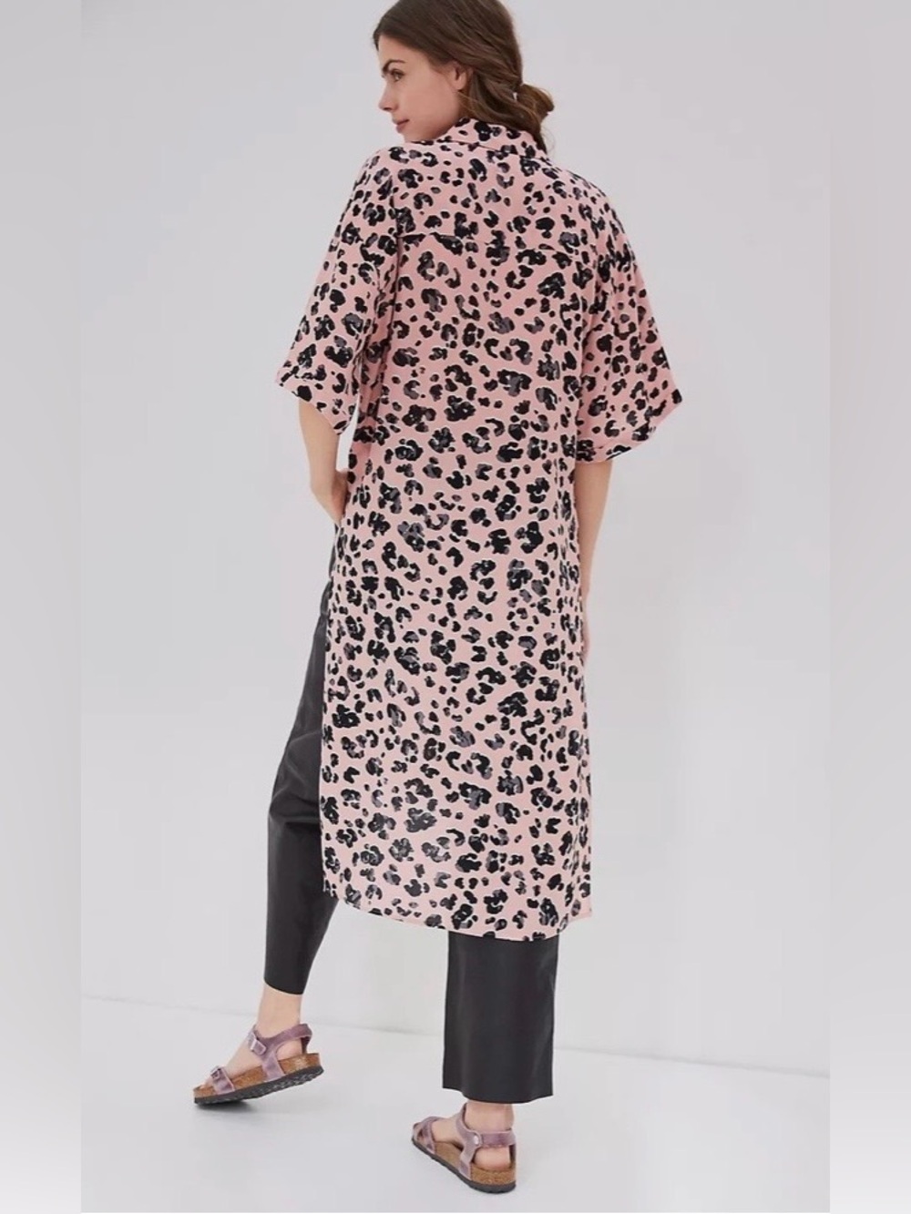 NWOT Anthropologie Maeve Rita Pink Leopard Tunic Blouse | Fall Transition Top XS